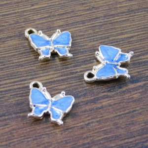 Zawieszka motyl z metalu i emalii 13x10mm niebieska (1szt.)