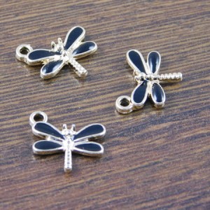 Zawieszka ważka z metalu i emalii 15x10mm czarna (1szt)