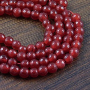 Jadeit bordowy kulki fasetowane 6mm (6szt.)