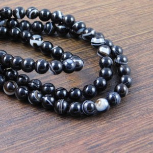 Agat czarny kulki 6mm (6szt.)
