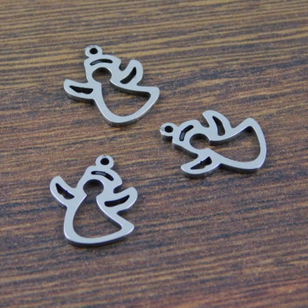 Zawieszka aniołek stal nierdzewna 17x13mm ciemna srebrna (1szt)