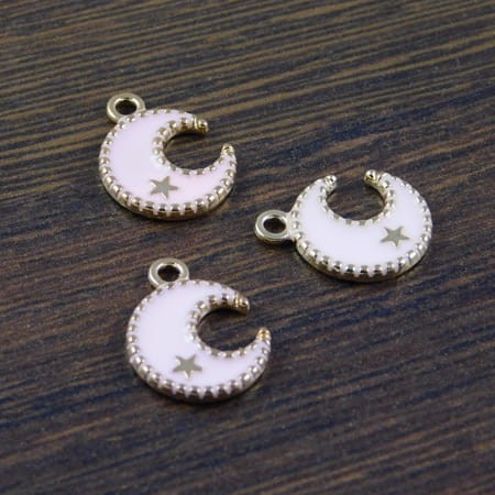 Zawieszka księżyc różowy z metalu i emalii 16.5x12.5mm (1szt.)