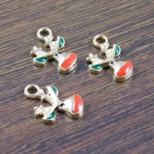 Zawieszka świąteczna renifer z metalu i emalii 17x12mm (1szt.)