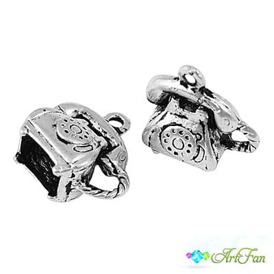 Zawieszka z metalu telefon 14mmx14mm (2szt)