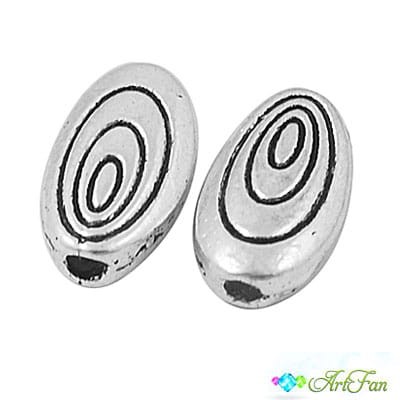 Ozdobna przekładka metalowa owal 10x6mm ciemna srebrna (6szt.)