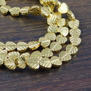 Hematyt serca liście 8x8x2.6mm złote (6szt.)