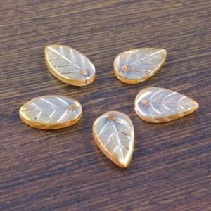 Listki ze szkła 17.5x11x3mm złote (6szt)