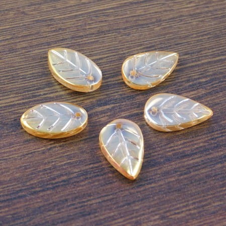 Listki ze szkła 17.5x11x3mm złote (6szt)