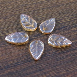 Listki ze szkła 17.5x11x3mm jasno złote (6szt)