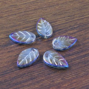 Listki ze szkła 17.5x11x3mm ciemno szare opalizujące (6szt)