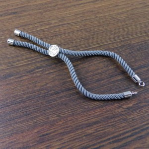 Zapięcie regulowane sznurkowe 12cm szare, metal srebrny (1szt.)