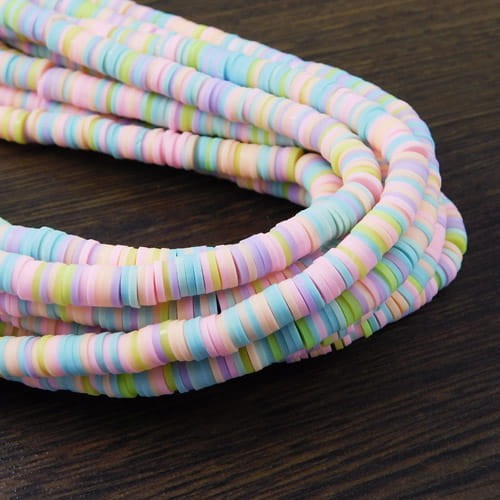 Koraliki Heishi 6x1mm kolorowe pastele (sznur 40cm)