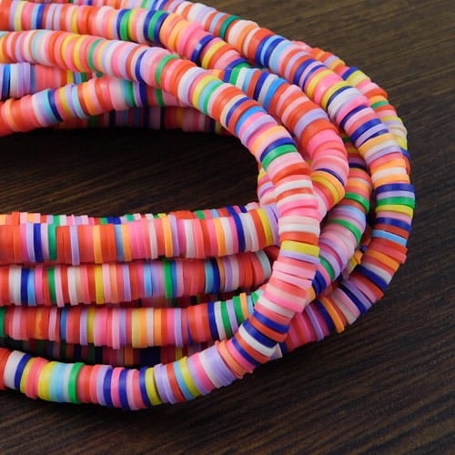 Koraliki Heishi 6x1mm kolorowe (sznur 45cm)