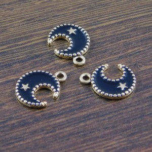 Zawieszka księżyc czarny z metalu i emalii 16.5x12.5mm (1szt)