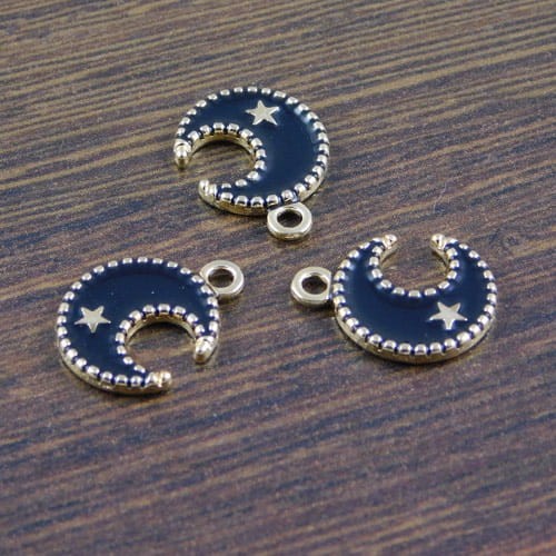 Zawieszka księżyc czarny z metalu i emalii 16.5x12.5mm (1szt)