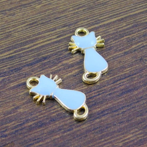 Zawieszka kotek niebieski z metalu i emalii 21.5x11mm (1szt)