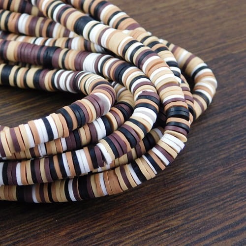 Koraliki Heishi 6x1mm mix brązowy (sznur 45cm)