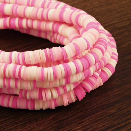 Koraliki Heishi 6x1mm mix różowy (sznur 45cm)