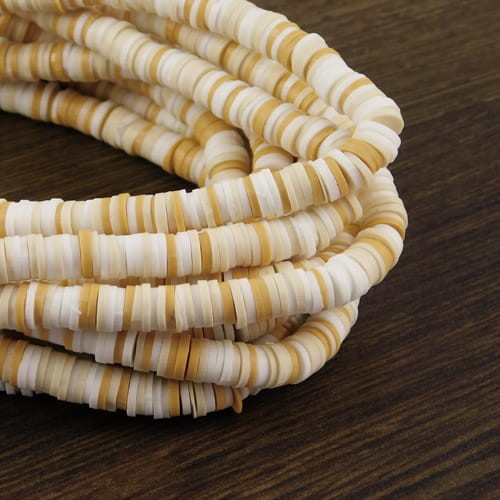 Koraliki Heishi 6x1mm mix beżowy (sznur 45cm)