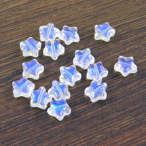 Gwiazdki ze szkła 8x4mm przezroczyste z połyskiem (10szt.)