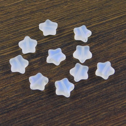 Gwiazdki ze szkła 8x4mm matowe przezroczyste AB (10szt.)