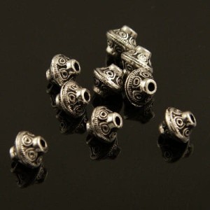 Ozdobna przekładka metalowa bączek 7x6.5mm ciemny srebrny (6szt.)