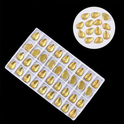 Kaboszon łza ze szkła 14x10x5mm złoty (1szt)