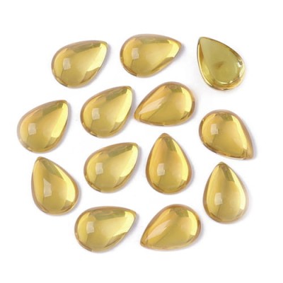 Kaboszon łza ze szkła 14x10x5mm złoty (1szt)