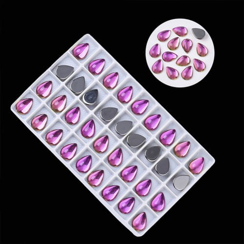 Kaboszon łza ze szkła 14x10x5mm różowo-złoty (1szt)