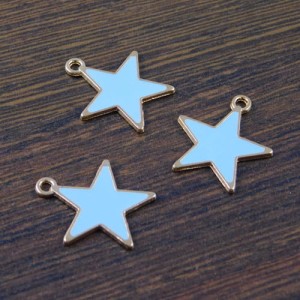 Zawieszka gwiazda z metalu i emalii 20x18mm niebieska (1szt)
