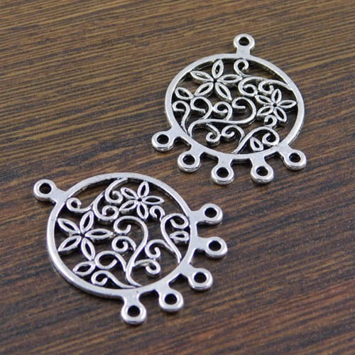 Zawieszka baza kolczyka z metalu 35.5x27mm ciemna srebrna (2szt.)