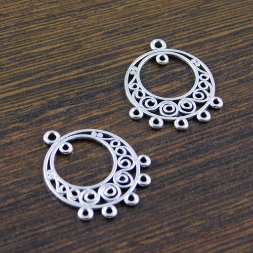 Zawieszka baza kolczyka z metalu 25x20mm ciemna srebrna (2szt)