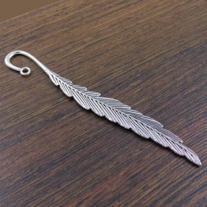 Baza zakładka do książki metalowy liść piórko antyczne srebro 11.5cm (1szt.)