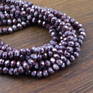 Oponki fasetowane ze szkła 6x4.5mm bordowe (20szt.)