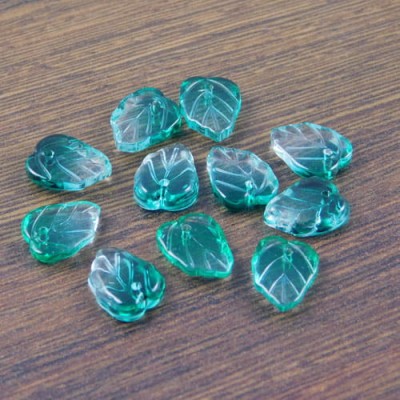 Listki ze szkła 13x10x3mm ciemno zielone (4szt.)