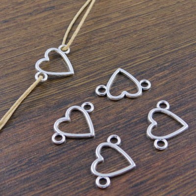Łącznik z metalu serce 23x16mm srebrny (4szt.)