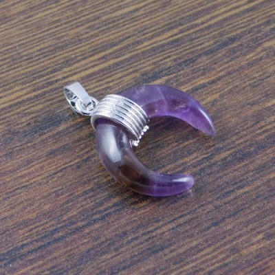 Zawieszka ametyst róg obfitości 28x20mm okucie ciemne srebrne (1szt.)