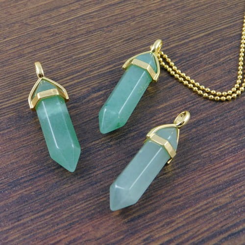 Zawieszka zielony awenturyn grot 40x10mm okucie złote (1szt.)