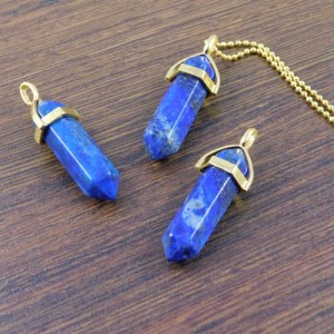Zawieszka lapis lazuli grot sopel 40x10mm złote okucie (1szt.)
