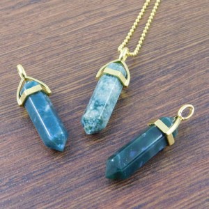 Zawieszka agat indyjski grot 40x10mm okucie złote (1szt.)