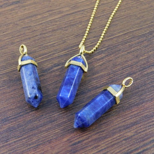 Zawieszka sodalit grot 40x10mm okucie złote (1szt.)