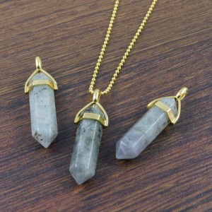 Zawieszka labradoryt grot 40x10mm okucie złote (1szt.)