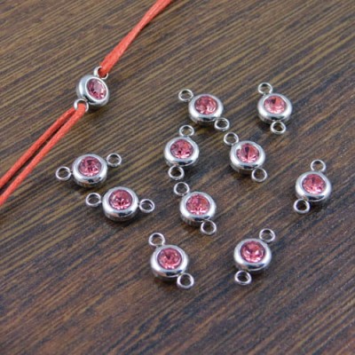 Łącznik ze stali nierdzewnej z cyrkonią różową 12x6.5mm (1szt)
