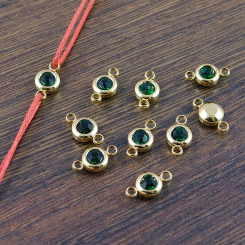 Łącznik ze stali nierdzewnej z cyrkonią zieloną 12x6.5mm (1szt.)