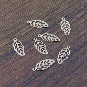 Zawieszka listek stal chirurgiczna pozłacana IP 13x5.5mm (2szt.)