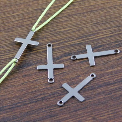 Łącznik krzyż stal nierdzewna 23x12.5mm ciemny srebrny (1szt.)