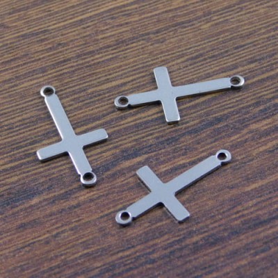 Łącznik krzyż stal nierdzewna 23x12.5mm ciemny srebrny (1szt.)