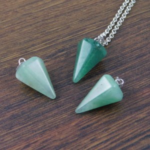 Zawieszka awenturyn zielony wahadło 30-28x14mm krawatka ciemna srebrna (1szt.)