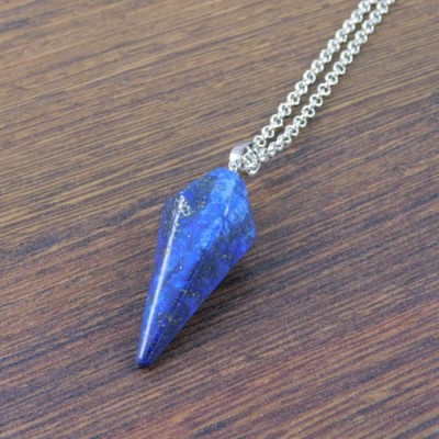 Zawieszka lapis lazuli wahadło 45-42x15mm krawatka ciemna srebrna (1szt.)