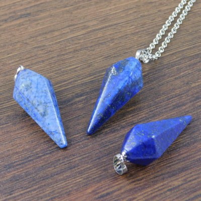 Zawieszka lapis lazuli wahadło 45-42x15mm krawatka ciemna srebrna (1szt.)
